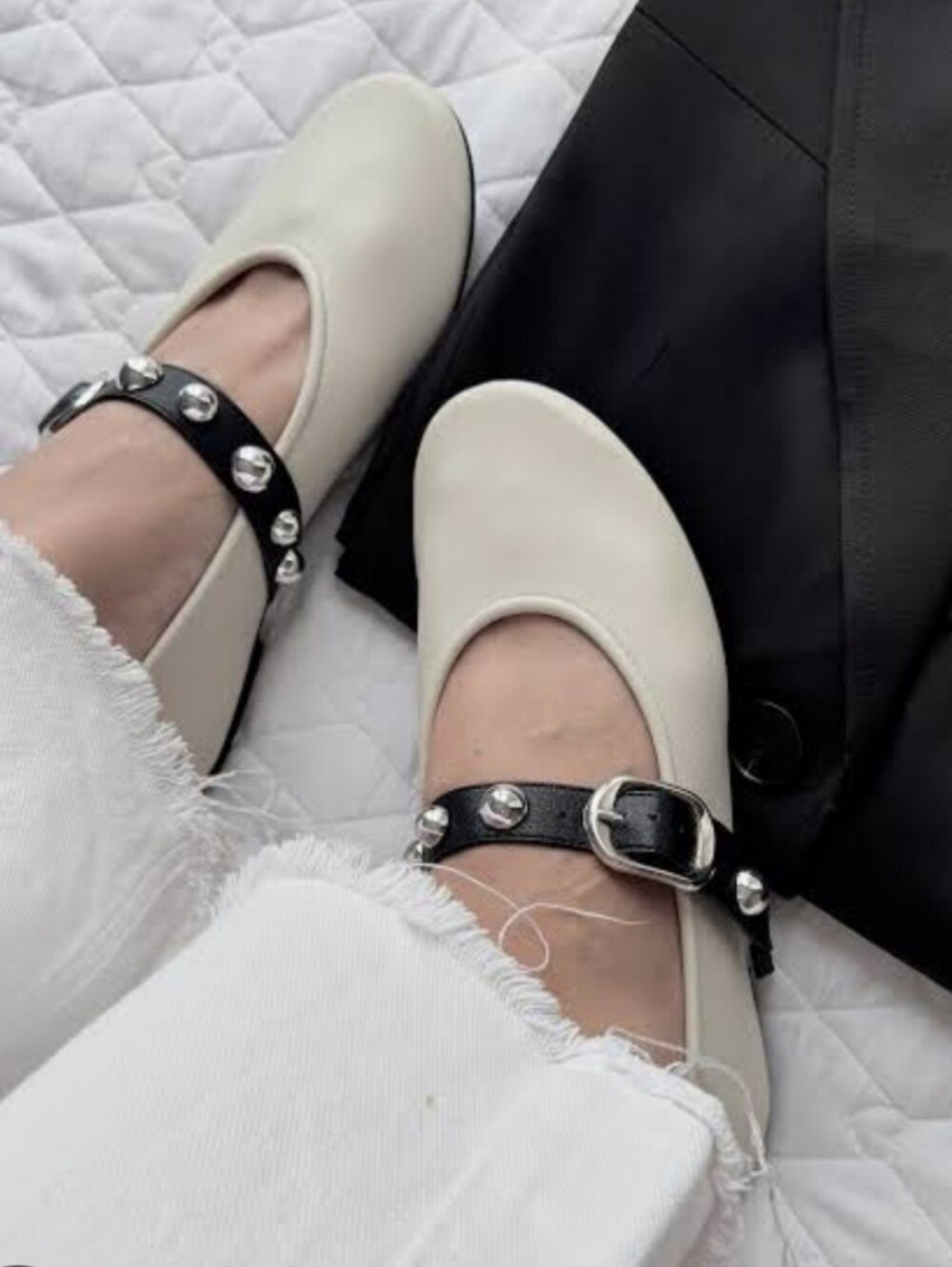 ZARA Mary Jane Studded Buckle Flats